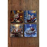 Begoloni Doğal Taş Bardak Altlığı - Christmast Yeni Yıl Baskılı 10X10CM Ai Noel - Stone Coasters 525 - 10 x 10 x 1 cm
