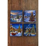 Begoloni Doğal Taş Bardak Altlığı - Christmast Yeni Yıl Baskılı 10X10CM Ai Noel - Stone Coasters 526 - 10 x 10 x 1 cm