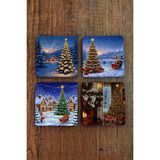 Begoloni Doğal Taş Bardak Altlığı - Christmast Yeni Yıl Baskılı 10X10CM Ai Noel - Stone Coasters 534 - 10 x 10 x 1 cm