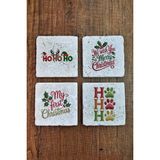 Begoloni Doğal Taş Bardak Altlığı - Christmast Yeni Yıl Baskılı 10X10CM Ai Noel - Stone Coasters 538 - 10 x 10 x 1 cm