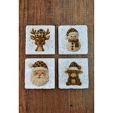 Begoloni Doğal Taş Bardak Altlığı - Christmast Yeni Yıl Baskılı 10X10CM Ai Noel - Stone Coasters 539 - 10 x 10 x 1 cm