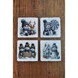 Begoloni Doğal Taş Bardak Altlığı - Christmast Yeni Yıl Baskılı 10X10CM Ai Noel - Stone Coasters 545 - 10 x 10 x 1 cm