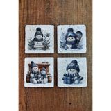 Begoloni Doğal Taş Bardak Altlığı - Christmast Yeni Yıl Baskılı 10X10CM Ai Noel - Stone Coasters 546 - 10 x 10 x 1 cm