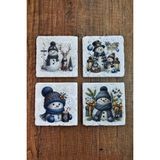 Begoloni Doğal Taş Bardak Altlığı - Christmast Yeni Yıl Baskılı 10X10CM Ai Noel - Stone Coasters 550 - 10 x 10 x 1 cm