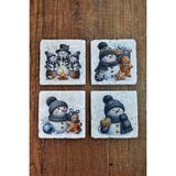 Begoloni Doğal Taş Bardak Altlığı - Christmast Yeni Yıl Baskılı 10X10CM Ai Noel - Stone Coasters 551 - 10 x 10 x 1 cm