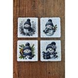 Begoloni Doğal Taş Bardak Altlığı - Christmast Yeni Yıl Baskılı 10X10CM Ai Noel - Stone Coasters 552 - 10 x 10 x 1 cm