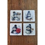 Begoloni Doğal Taş Bardak Altlığı - Christmast Yeni Yıl Baskılı 10X10CM Ai Noel - Stone Coasters 554 - 10 x 10 x 1 cm