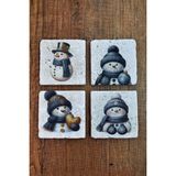 Begoloni Doğal Taş Bardak Altlığı - Christmast Yeni Yıl Baskılı 10X10CM Ai Noel - Stone Coasters 556 - 10 x 10 x 1 cm