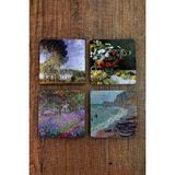 Begoloni Doğal Taş Bardak Altlığı - Claude Monet Eserleri Baskılı 10X10CM Stone Coasters - 10 x 10 x 1 cm