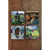 Begoloni Doğal Taş Bardak Altlığı - Edvard Munch Eserleri Baskılı 10X10CM Stone Coasters - 10 x 10 x 1 cm