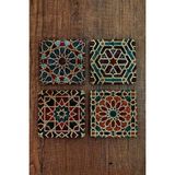 Begoloni Doğal Taş Bardak Altlığı Geometrik Desenler- Selçuklu Desenleri 4'lü Set 10X10X1 cm Stone Coasters - 10 x 10 x 1 cm