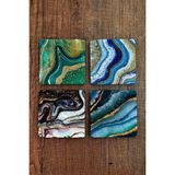Begoloni Doğal Taş Bardak Altlığı Mermer Desenleri Baskılı 4'lü Set - 10 x 10 x 1 cm