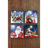 Begoloni Doğal Taş Bardak Altlığı - Mery Christmast Baskılı 10X10CM Yeni Yıl Noel Stone Coasters 495 - 10 x 10 x 1 cm