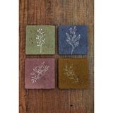 Begoloni Doğal Taş Bardak Altlığı Renkli Çiçek Desenler Baskılı 4'lü Set - Stone Coasters - 10 x 10 x 1 cm