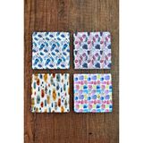 Begoloni Doğal Taş Bardak Altlığı - Renkli Desenler Baskılı 10X10CM Stone Coasters - 10 x 10 x 1 cm