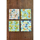 Begoloni Doğal Taş Bardak Altlığı - Renkli Sulu Boya Desenler Baskılı 10X10CM Stone Coasters - 10 x 10 x 1 cm