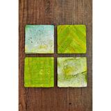 Begoloni Doğal Taş Bardak Altlığı - Turkuaz Yeşil Desenler Baskılı 10X10CM Stone Coasters - 10 x 10 x 1 cm