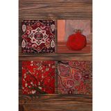 Begoloni Doğal Taş Bardak Altlığı Uv Baskılı 4'lü Set - Geleneksel Desenler Stone Coasters - 10 x 10 x 1 cm