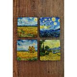 Begoloni Doğal Taş Bardak Altlığı - Van Gogh Aı Eserleri Baskılı 10X10CM Yapay Zeka Stone Coasters - 10 x 10 x 1 cm