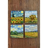 Begoloni Doğal Taş Bardak Altlığı - Van Gogh Aı Eserleri Baskılı 10X10CM Yapay Zeka Stone Coasters 475 - 10 x 10 x 1 cm