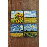 Begoloni Doğal Taş Bardak Altlığı - Van Gogh Aı Eserleri Baskılı 10X10CM Yapay Zeka Stone Coasters 477 - 10 x 10 x 1 cm