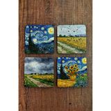 Begoloni Doğal Taş Bardak Altlığı - Van Gogh Aı Eserleri Baskılı 10X10CM Yapay Zeka Stone Coasters 481 - 10 x 10 x 1 cm