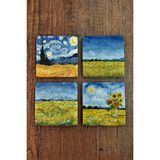 Begoloni Doğal Taş Bardak Altlığı - Van Gogh Aı Eserleri Baskılı 10X10CM Yapay Zeka Stone Coasters 484 - 10 x 10 x 1 cm