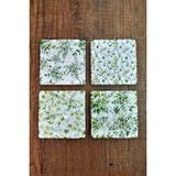 Begoloni Doğal Taş Bardak Altlığı - Yeşil Bitkiler Baskılı 10X10CM Stone Coasters - 10 x 10 x 1 cm