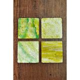 Begoloni Doğal Taş Bardak Altlığı - Yeşil Sarı Desenler Baskılı 10X10CM Stone Coasters - 10 x 10 x 1 cm