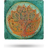 Begoloni Doğal Taş Nihale 20X20CM Lotus Çiçeği Baskılı Doğal Taş Çaydanlık Altlığı-Tencere Tava Altlığı