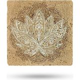 Begoloni Doğal Taş Nihale 20X20CM Lotus Çiçeği Baskılı Taş Çaydanlık Altlığı-Tencere Tava Altlığı