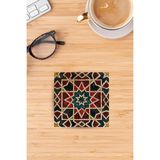 Begoloni Doğaltaş Bardak Altlığı Uv Baskılı - Doğal Taş Bardak Altı - Tekli Geometrik Desen - 10 x 10 x 1 cm