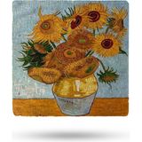 Begoloni Doğaltaş Bardak Altlığı Vangogh Eseri Baskılı 10X10CM %100 Traverten Doğal Taş - 10 x 10 x 1 cm