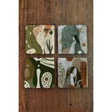 Begoloni Modern Tasarım ve Kadın Temalı Doğal Taş Bardak Altlığı - Stone Coasters - 10 x 10 x 1 cm