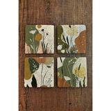 Begoloni Modern Tasarımlar Temalı Doğal Taş Bardak Altlığı - Stone Coasters - 10 x 10 x 1 cm