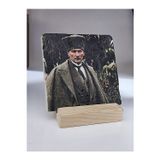 Begoloni Stone Decor Atatürk Baskılı Taş Masa Üstü Tablo Dekor 10x10cm - Tablo - Dekor