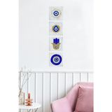 Begoloni Stone Decor Doğal Taş 4'lü Tablo Nazar Boncukları Duvar Dekoru Çift Taraflı Yapışkanlı 10x10cm Dörtlü Set