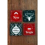 Begoloni Stone Decor Doğal Taş Bardak Altlığı 10x10cm- Mery Christmast Baskılı Yeni Yıl Stone Coasters 491