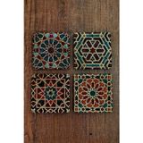Begoloni Stone Decor Doğal Taş Bardak Altlığı 4'lü Set 10x10x1 Cm Geometrik Desenler - Stone Coasters