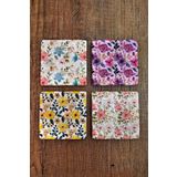 Begoloni Stone Decor Doğal Taş Bardak Altlığı 4'lü Set - Çiçek Desenli Bardak Altlığı - Stone Coasters