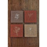 Begoloni Stone Decor Doğal Taş Bardak Altlığı 4'lü Set - Renkli Çiçek Desenler - Stone Coasters