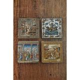 Begoloni Stone Decor Doğal Taş Bardak Altlığı - Antik Mozaik Görselleri Baskılı Bardak Altlığı 10x10cm Stone Coasters 566