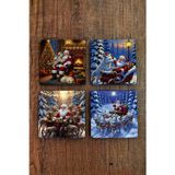 Begoloni Stone Decor Doğal Taş Bardak Altlığı - Christmast Yeni Yıl Baskılı 10x10cm Ai Noel - Stone Coasters 525