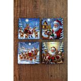 Begoloni Stone Decor Doğal Taş Bardak Altlığı - Christmast Yeni Yıl Baskılı 10x10cm Ai Noel - Stone Coasters 528