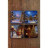 Begoloni Stone Decor Doğal Taş Bardak Altlığı - Christmast Yeni Yıl Baskılı 10x10cm Ai Noel - Stone Coasters 531