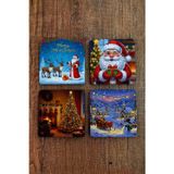 Begoloni Stone Decor Doğal Taş Bardak Altlığı - Christmast Yeni Yıl Baskılı 10x10cm Ai Noel - Stone Coasters 532