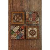 Begoloni Stone Decor Doğal Taş Bardak Altlığı - Halı, Kilim Desen Baskılı Bardak Altlığı 10x10cm Ai Stone Coasters 568