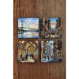 Begoloni Stone Decor Doğal Taş Bardak Altlığı - İstanbul Temalı Bardak Altlığı 10x10cm Ai Stone Coasters 591