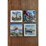 Begoloni Stone Decor Doğal Taş Bardak Altlığı - İzmir Görselleri Baskılı Bardak Altlığı 10x10cm Ai Stone Coasters 564