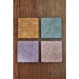 Begoloni Stone Decor Doğal Taş Bardak Altlığı Pastel Renk Çiçek Desenler Baskılı 4'lü Set - Stone Coasters 272